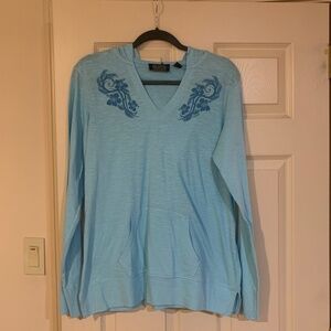 Gear for Sports Atlantis Paradise Island Blue Hooded Pullover Top sz L